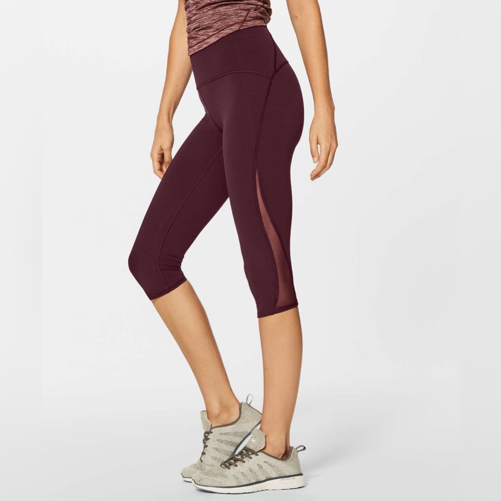 Lululemon Train Times Crop 17” Size 6 Garnet Burgundy Red